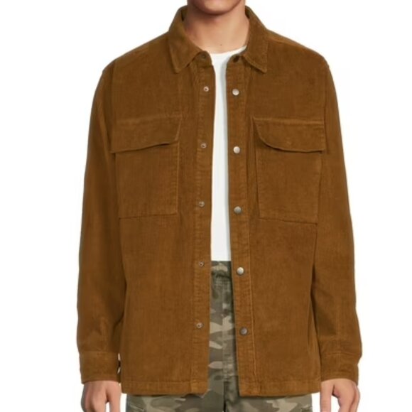 No Boundaries Men’s Layering Corduroy Oversized Shirt Jacket Brown, M (38-40) - Picture 1 of 5